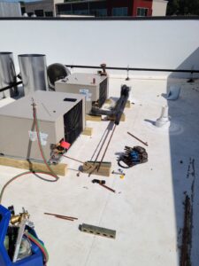 Completing Refrigeration piping in 4 walkins. The Hilltop new restaurant
