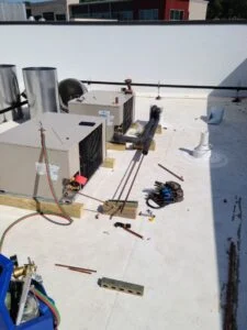 Completing Refrigeration piping in 4 walkins. The Hilltop new restaurant