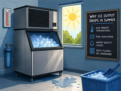 Commercial ice machine struggling to meet summer demand at a Clifton, TX restaurant