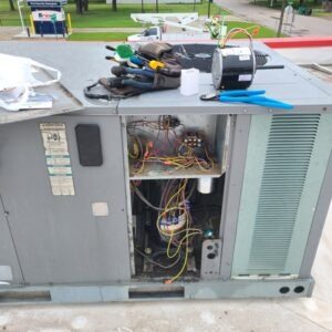 Found this packaged unit with a bad fan motir abd high limit. Replaced both to keep the staff cool