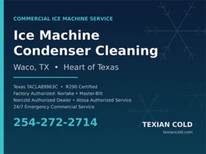 Commercial ice machine condenser cleaning and water-side service in Waco, TX