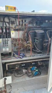 Asked to diagnose this AAON unit. Grounded stage 2 comp. Most all relays bypassed. Oh my.