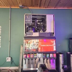 Lobby ice machine was off in a tripped breaker. Ran through the full cycle to try and find why. FLA amps are 7. No trips.